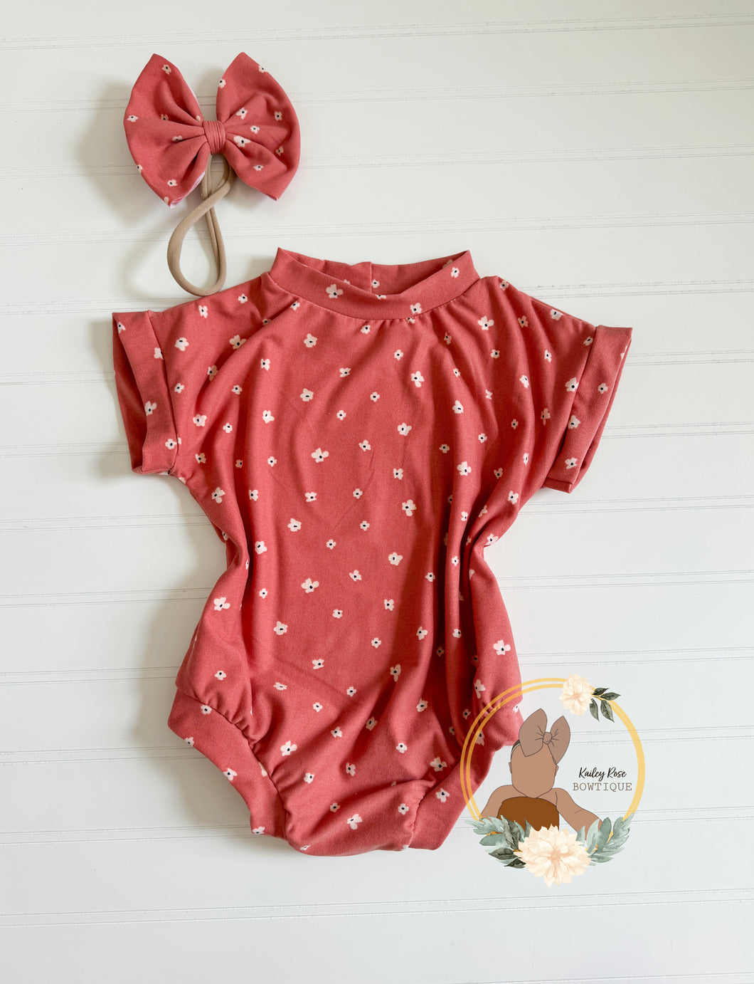 flower romper 3/6m bow included